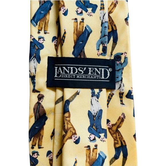 Lands’ End Vintage Sports Ties Yellow Golf Red Baseball 2 Neckties Silk Cotton - Picture 3 of 12